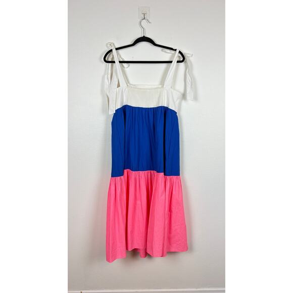 Lilly Pulitzer Anlee Color Block Tiered Bow Tie Smocked Back Midi Dress 8 - Picture 3 of 6